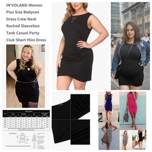 In’Voland 16W plus size black ruched bodycon dress NWT